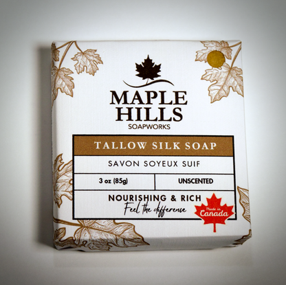 Unscented Tallow Silk Soap Bar