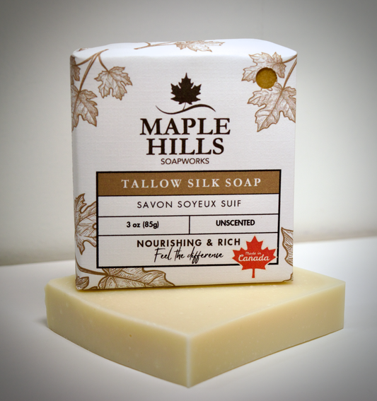 Unscented Tallow Silk Soap Bar
